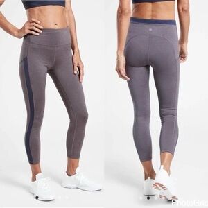 Athleta Ultimate Stash Pocket 7/8 Black Tight Sz Small Heathered Indigo Blue